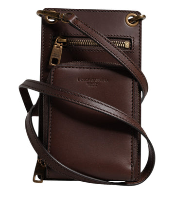 Brown Leather Neck Strap Cross Body Sling Bag