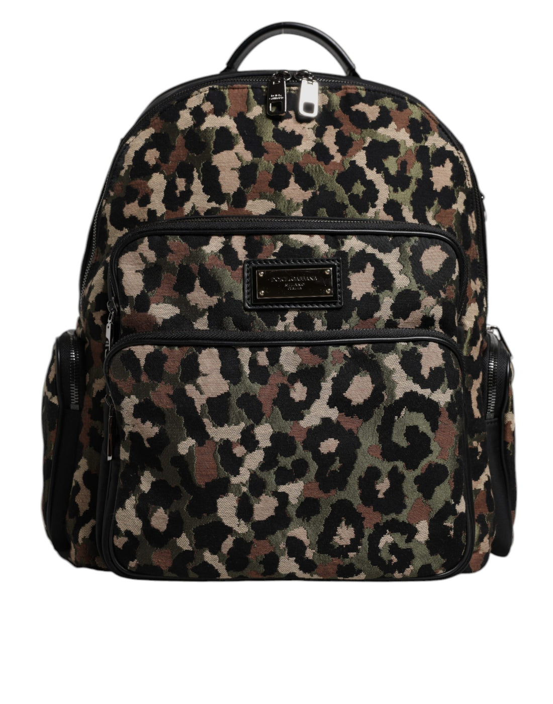 Multicolor Leopard Print DG Logo Plaque Men Backpack Bag