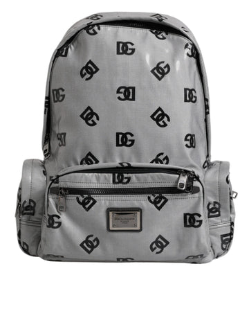 Polyester Gray Black DG Logo Plaque Backpack Bag