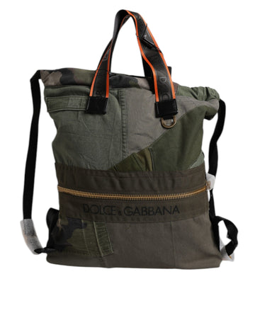 Military Green Patchwork Rucksack Backpack Bag
