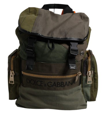 Military Green Patchwork Travel Backpack Bag