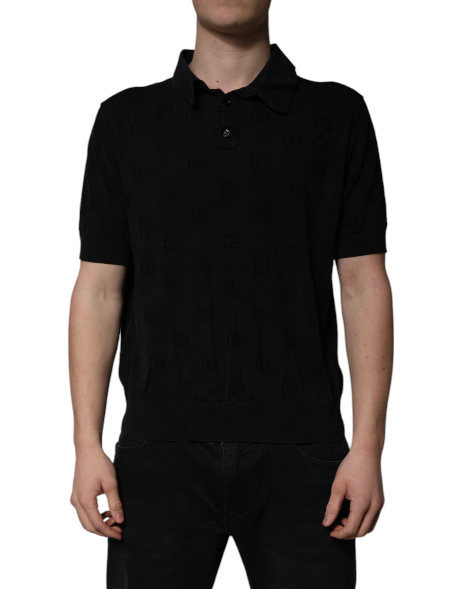 Black Silk Collared Polo T-shirt