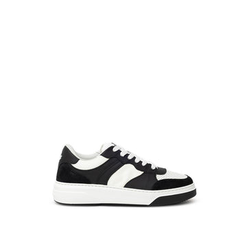 Black And White Leather Athletic Sneakers