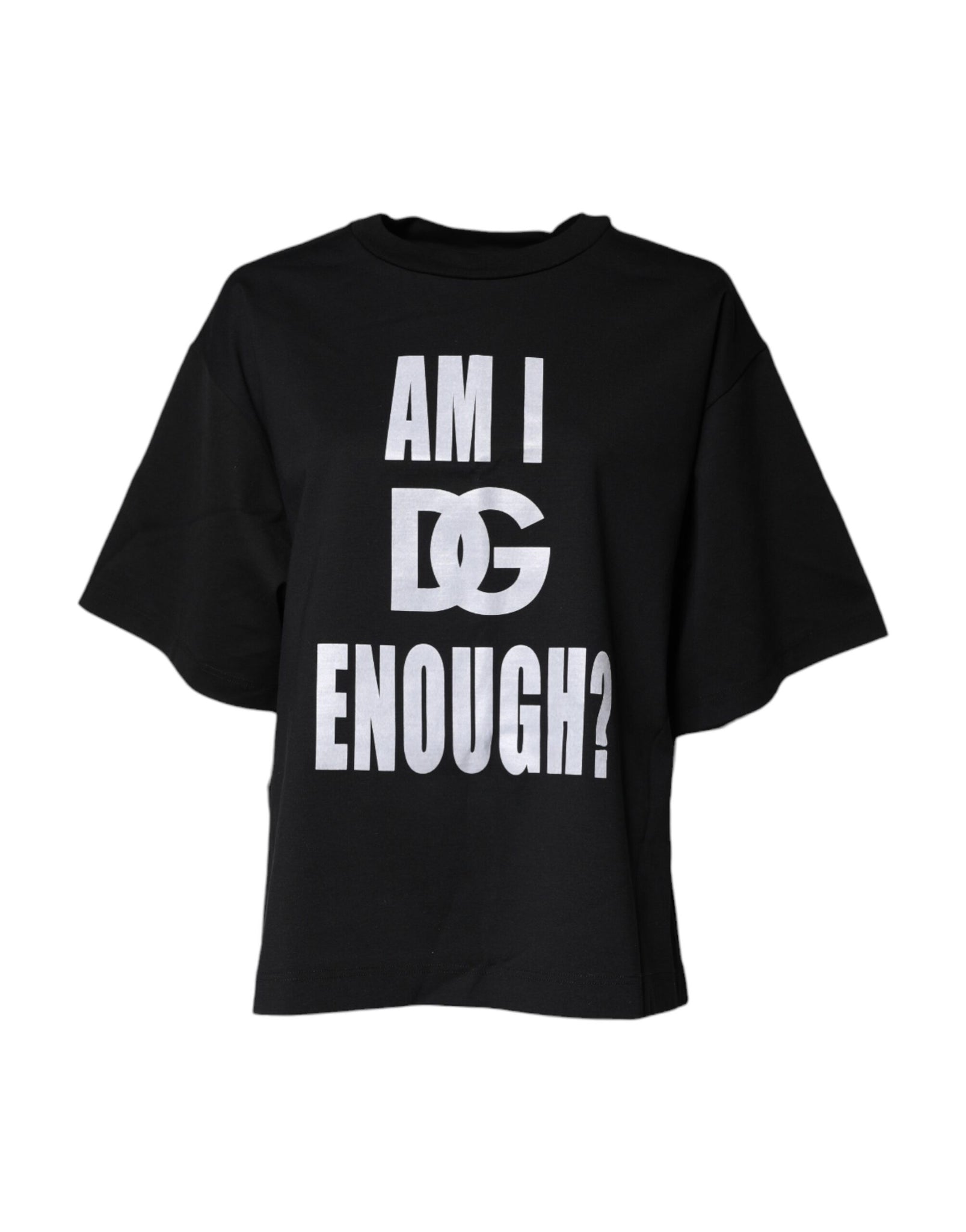 Black Printed Cotton Crew Neck Tee T-shirt