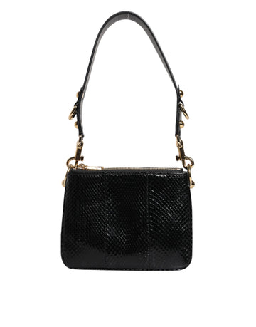 Black Exotic Leather Shoulder Sling Clutch Bag