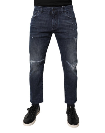 Blue Cotton Stretch Skinny Men Denim Jeans