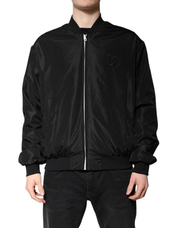 Black Long Sleeves Full Zip Bomber Jacket