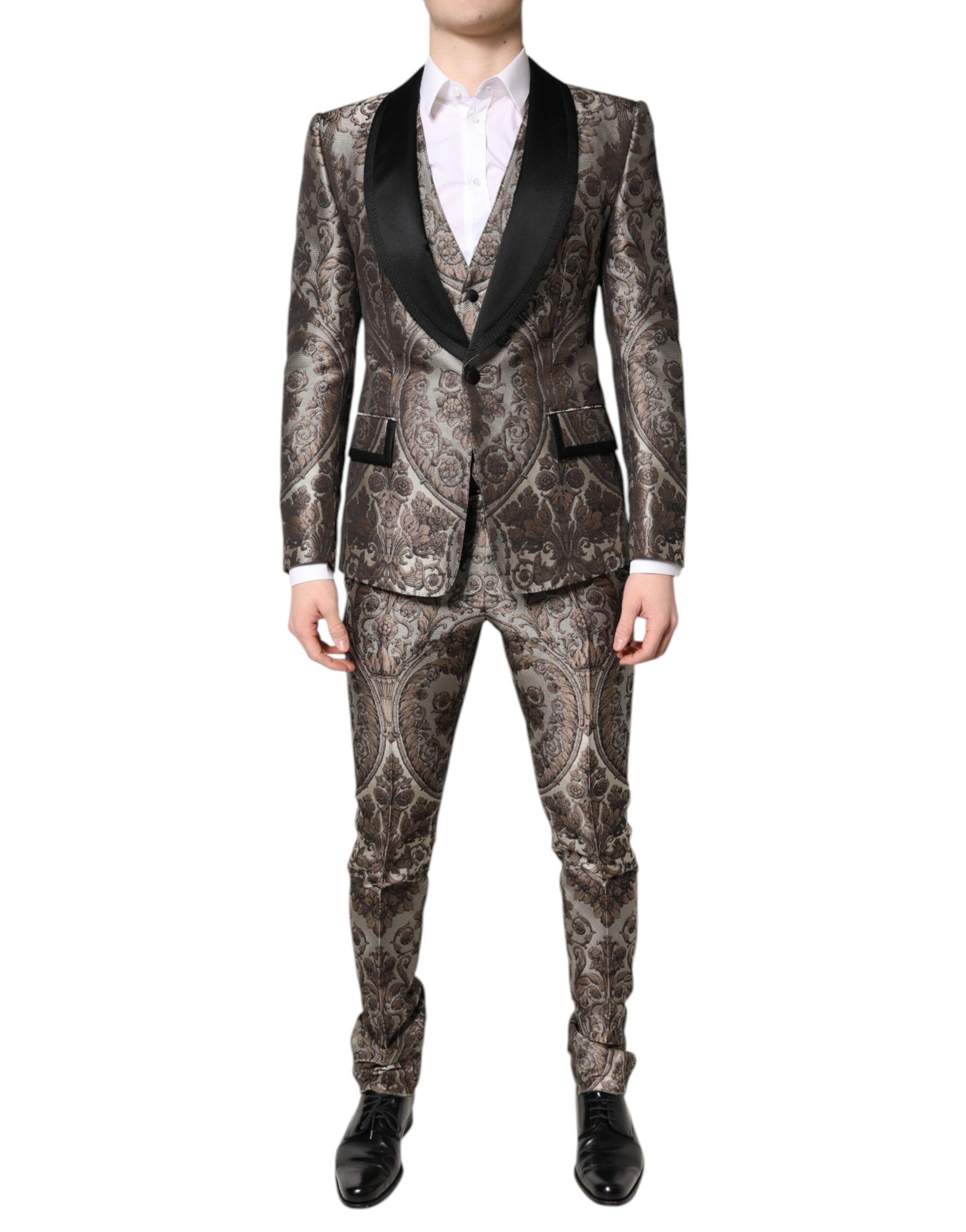 Multicolor Jacquard Single Breasted 3 Piece Suit
