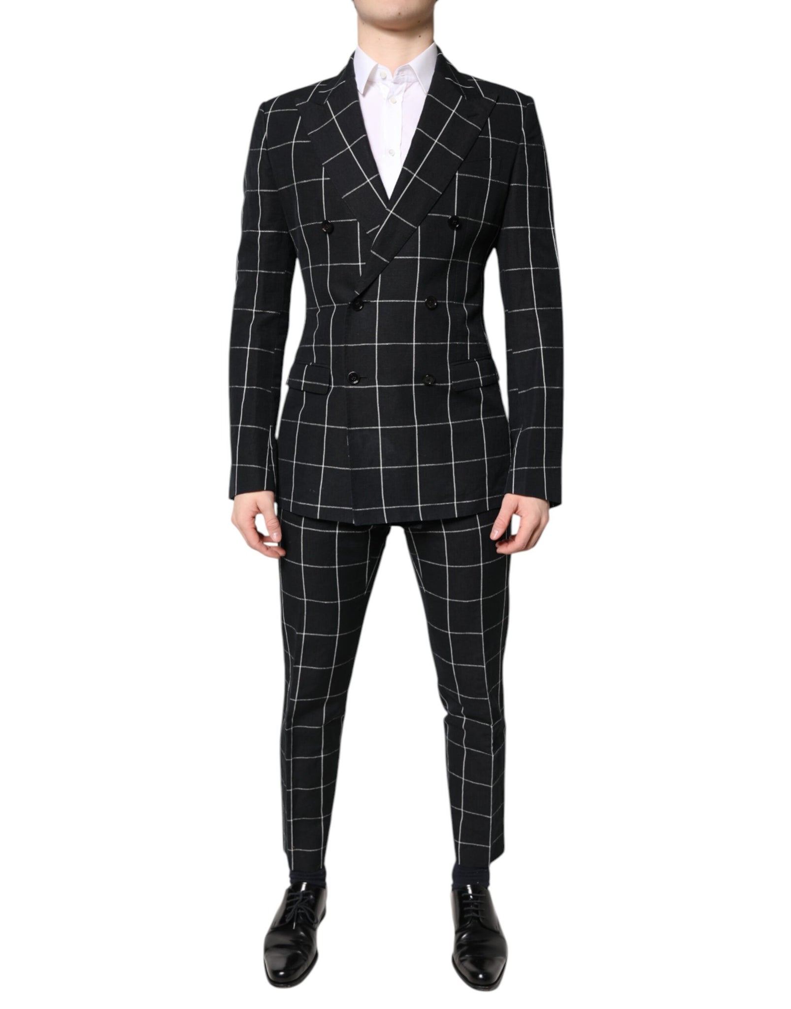 Black TAORMINA Double Breasted 2 Piece Suit
