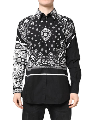 Black White Bandana MARTINI Men Dress Shirt