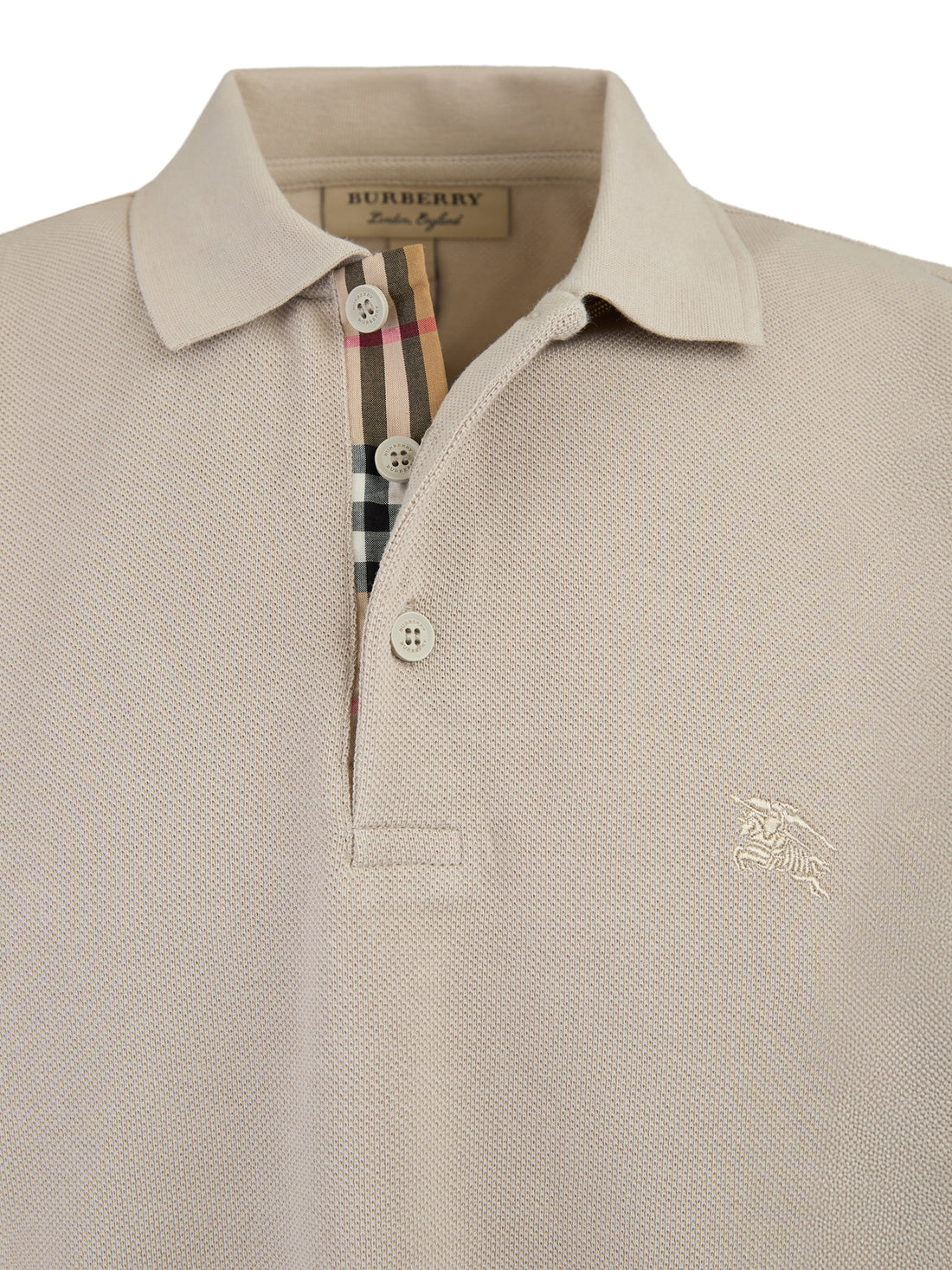 Pale Stone Cotton Collared Polo Shirt