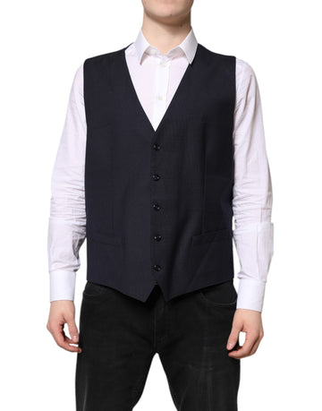 Black Wool Waistcoat Dress Formal Vest