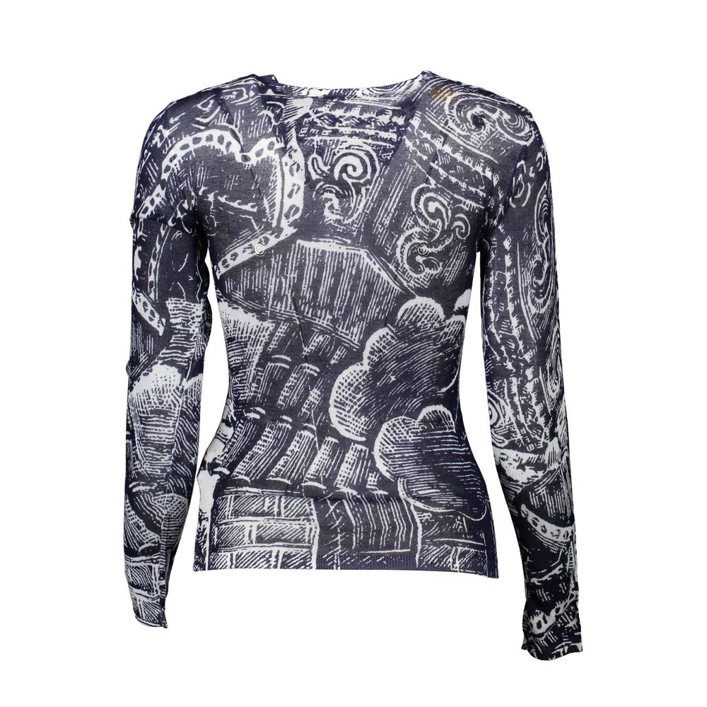 Blue Viscose Women Sweater