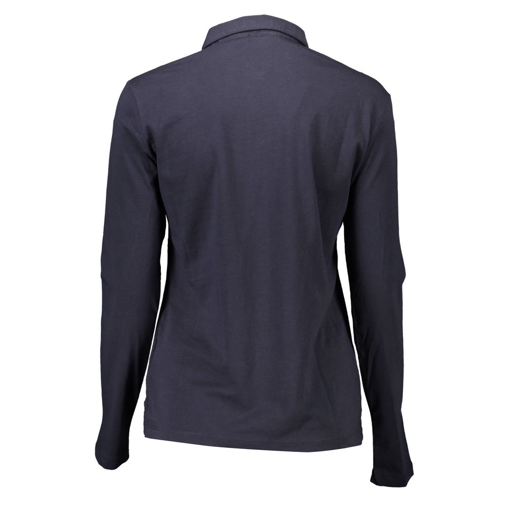 Blue Cotton Women Polo Shirt