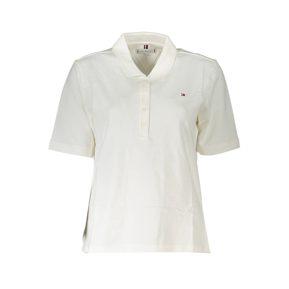White Cotton Women Polo Shirt