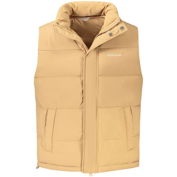 Brown Polyester Men's Sleeveless Jacket