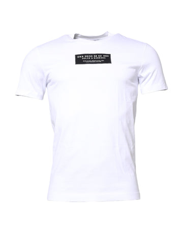 White Cotton Logo Patch Crew Neck T-shirt