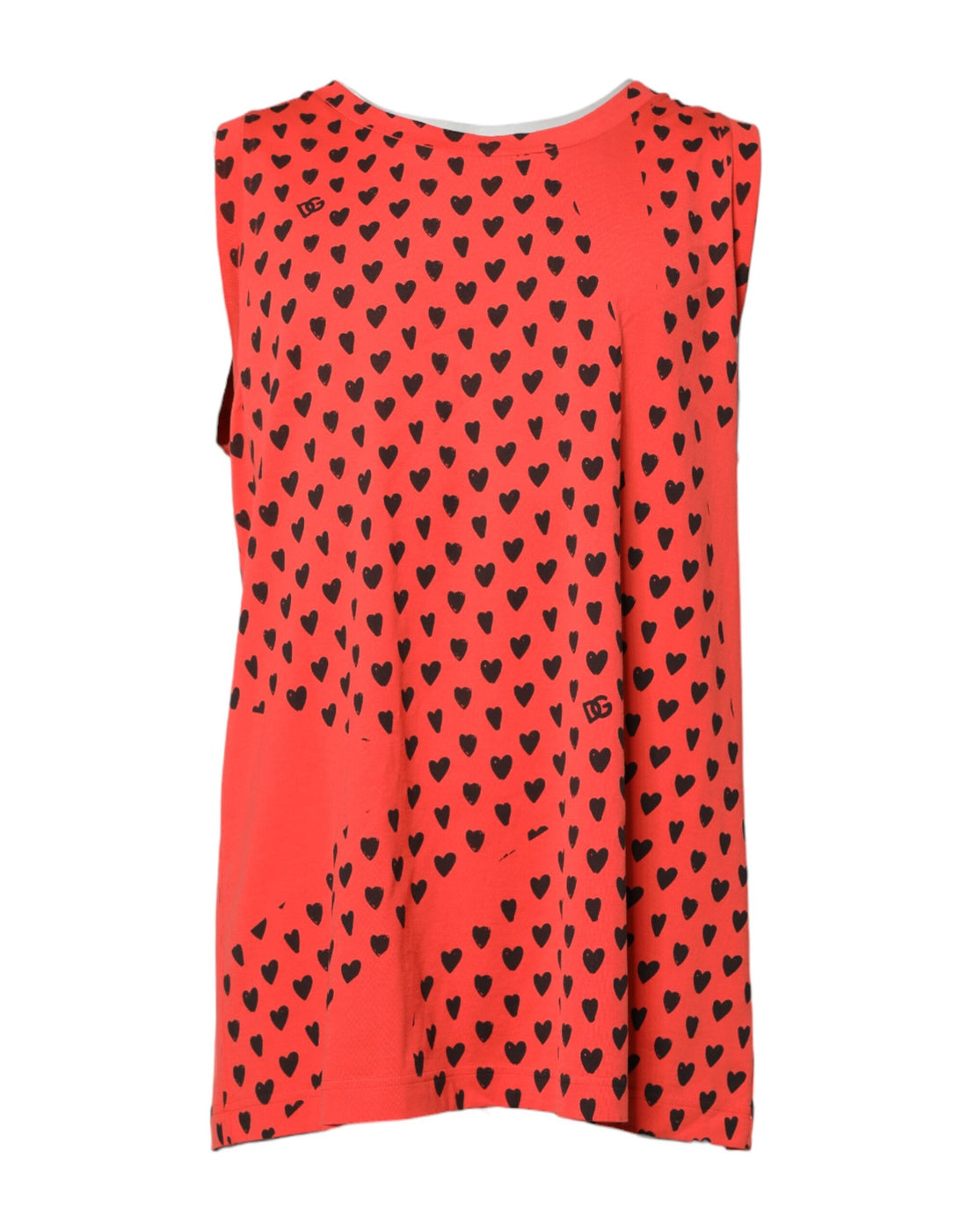 Red Cotton Sleeveless DG Heart Logo T-shirt
