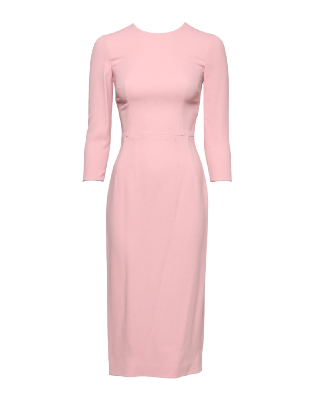 Pink Viscose 3/4 Sleeves Sheath Midi Dress
