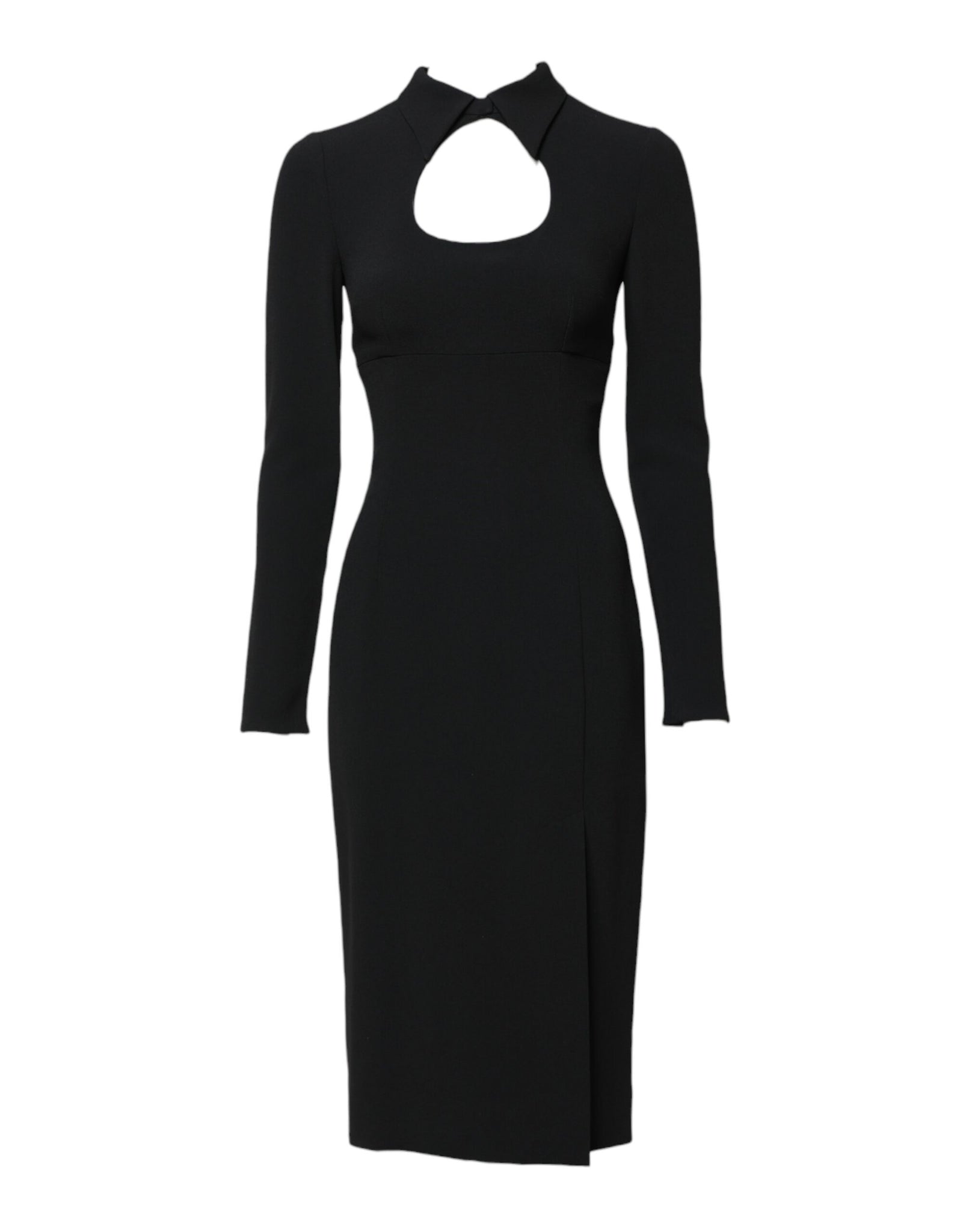 Black Long Sleeves Bodycon Sheath Midi Dress