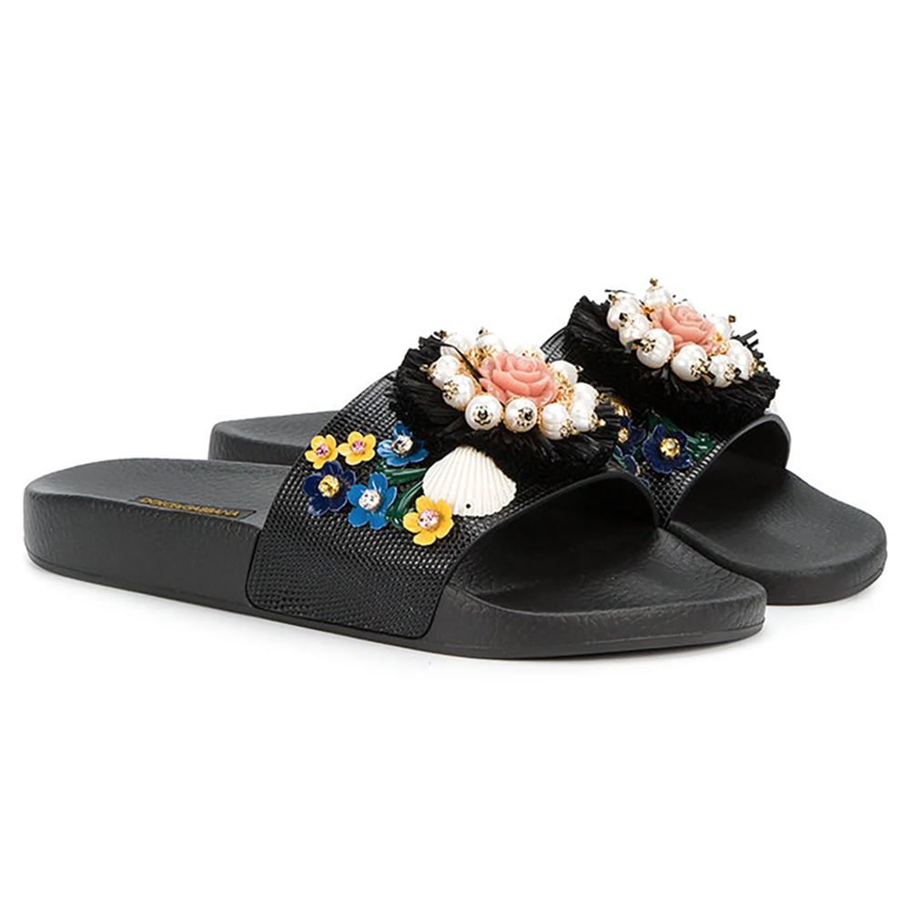Black Cotton Sandal