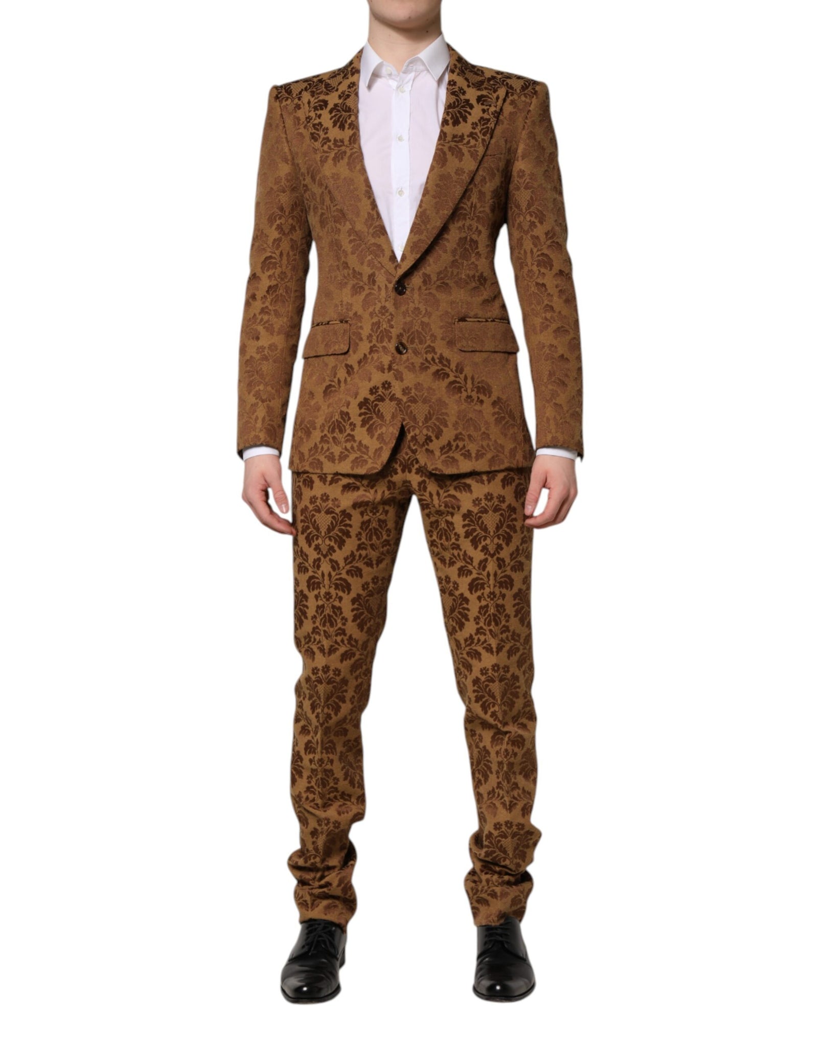 Brown Floral Jacquard SICILIA 2 Piece Suit
