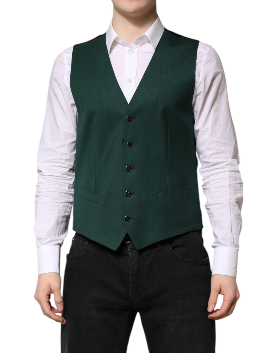 Green Wool Dress Formal Men Waistcoat Vest