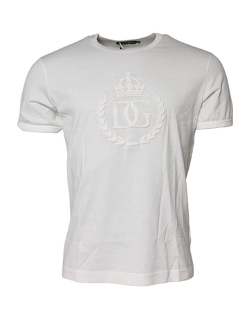 White Cotton DG Crown Embossed T-shirt