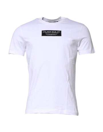 White Cotton Logo Patch Crew Neck T-shirt