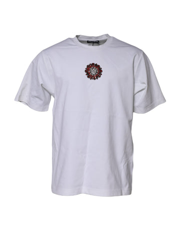White Logo Embellish Short Sleeves T-shirt