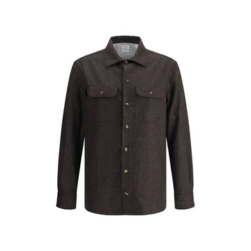 Brown Fleece Wool Pattern Shirt