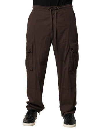 Brown Cotton Cargo Jogger Men Pants