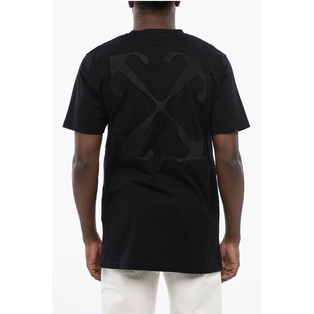 Black Cotton ARROW Crew-neck T-shirt