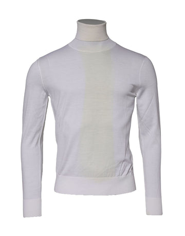 White Wool Turtleneck Men Sweatshirt Sweater