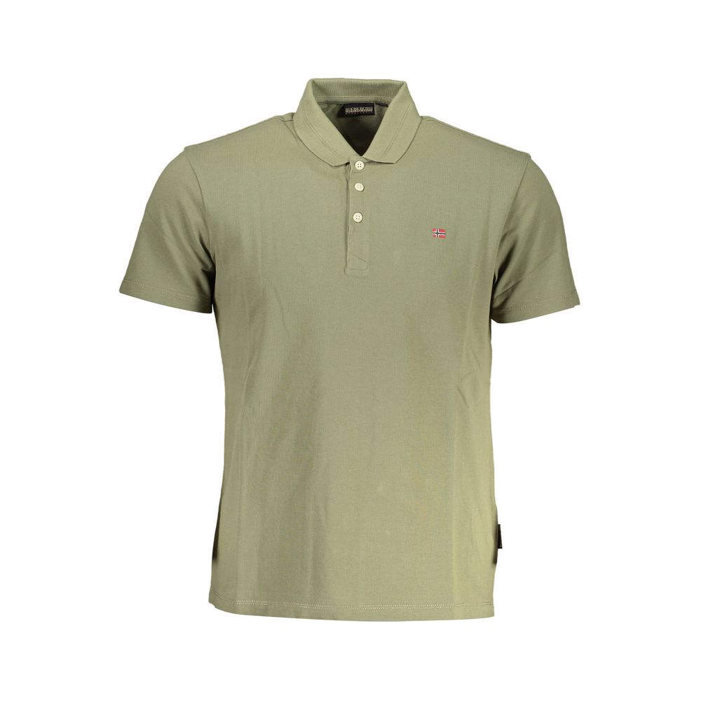 Green Cotton Men Polo Shirt