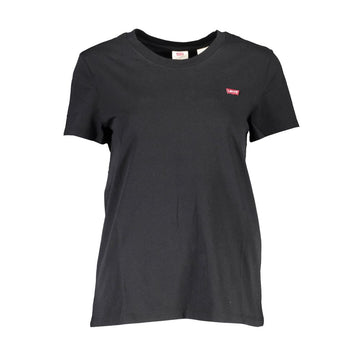 Black Cotton Women T-Shirt