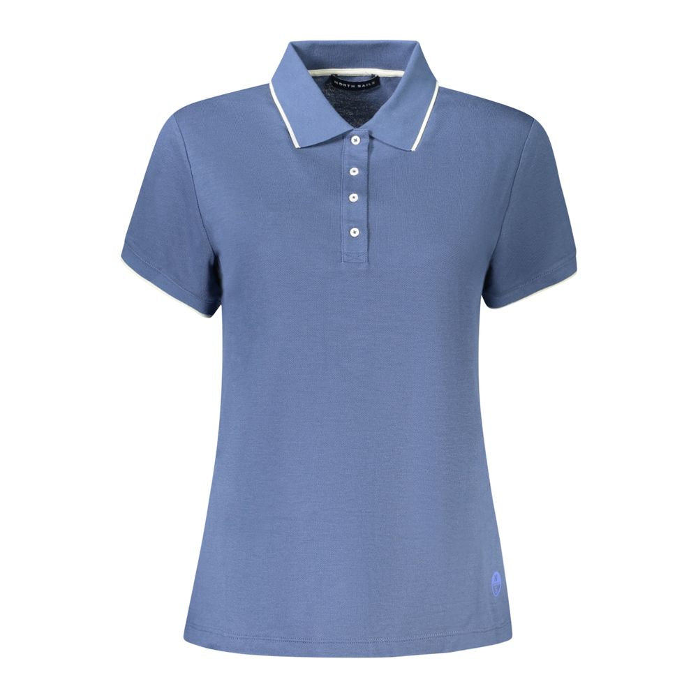 Blue Cotton Women Polo Shirt