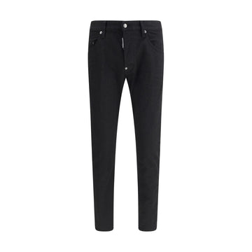 Black Cotton Straight-Leg Jeans