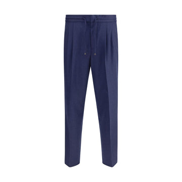 Blue Fleece Wool Casual Pants