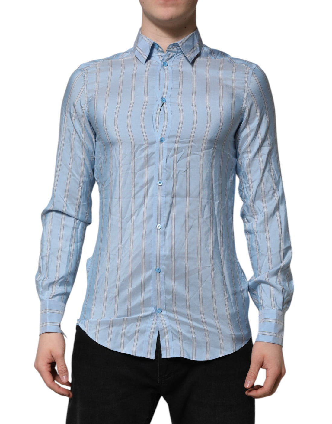 Blue Striped MARTINI Long Sleeves Dress Shirt