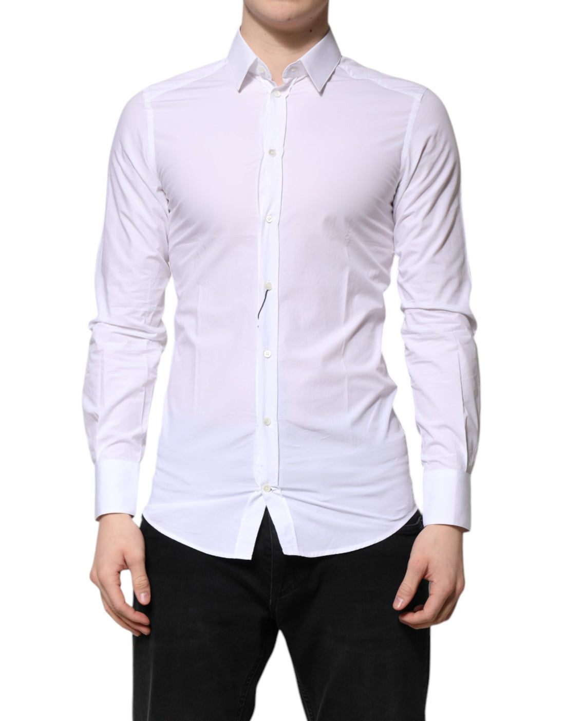 White Cotton GOLD Long Sleeves Dress Shirt