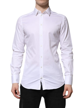 White Cotton GOLD Long Sleeve Men Dress Shirt