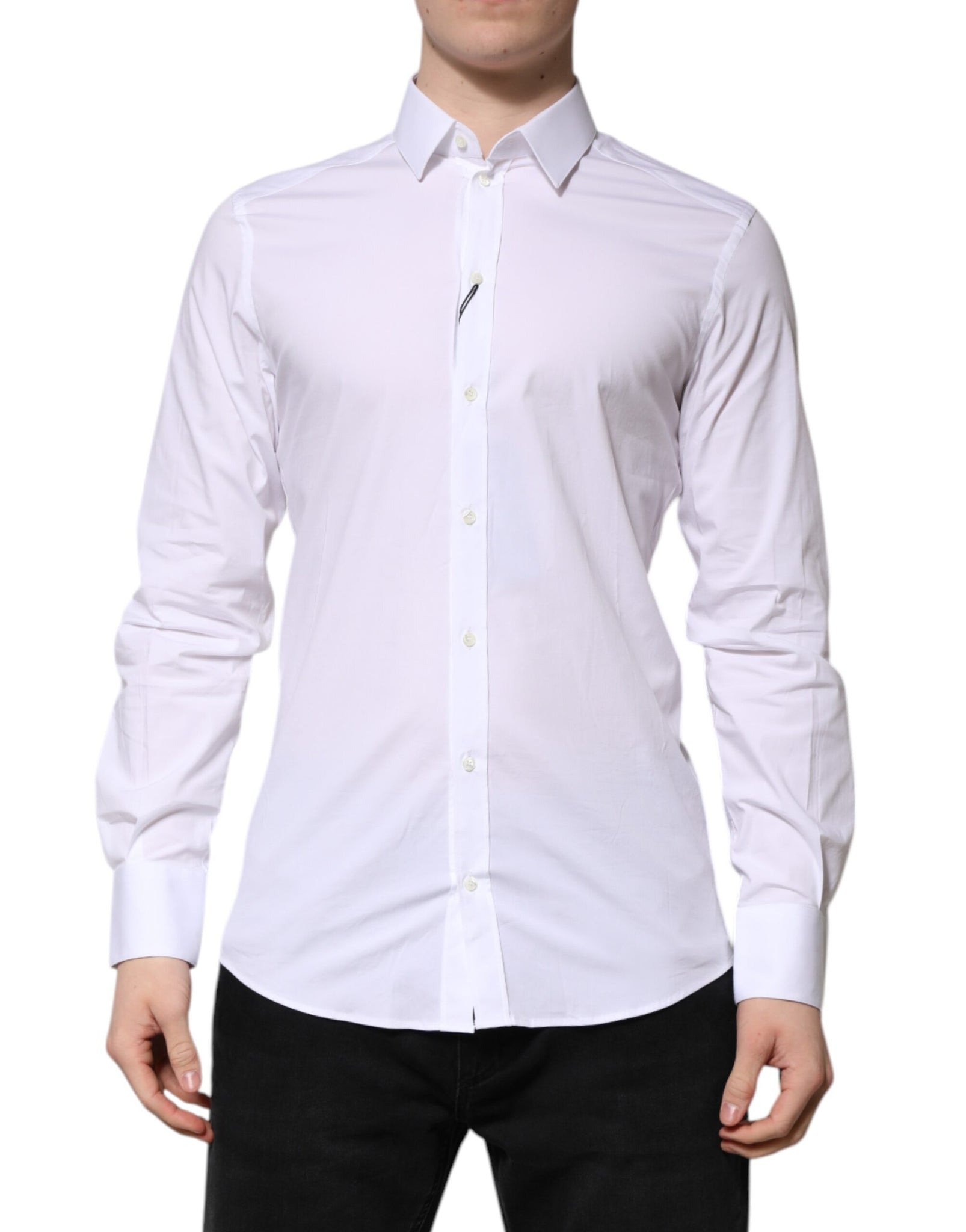 White Cotton GOLD Long Sleeve Men Dress Shirt