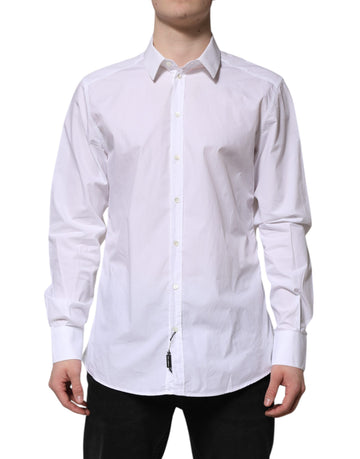White Cotton GOLD Long Sleeves Dress Shirt