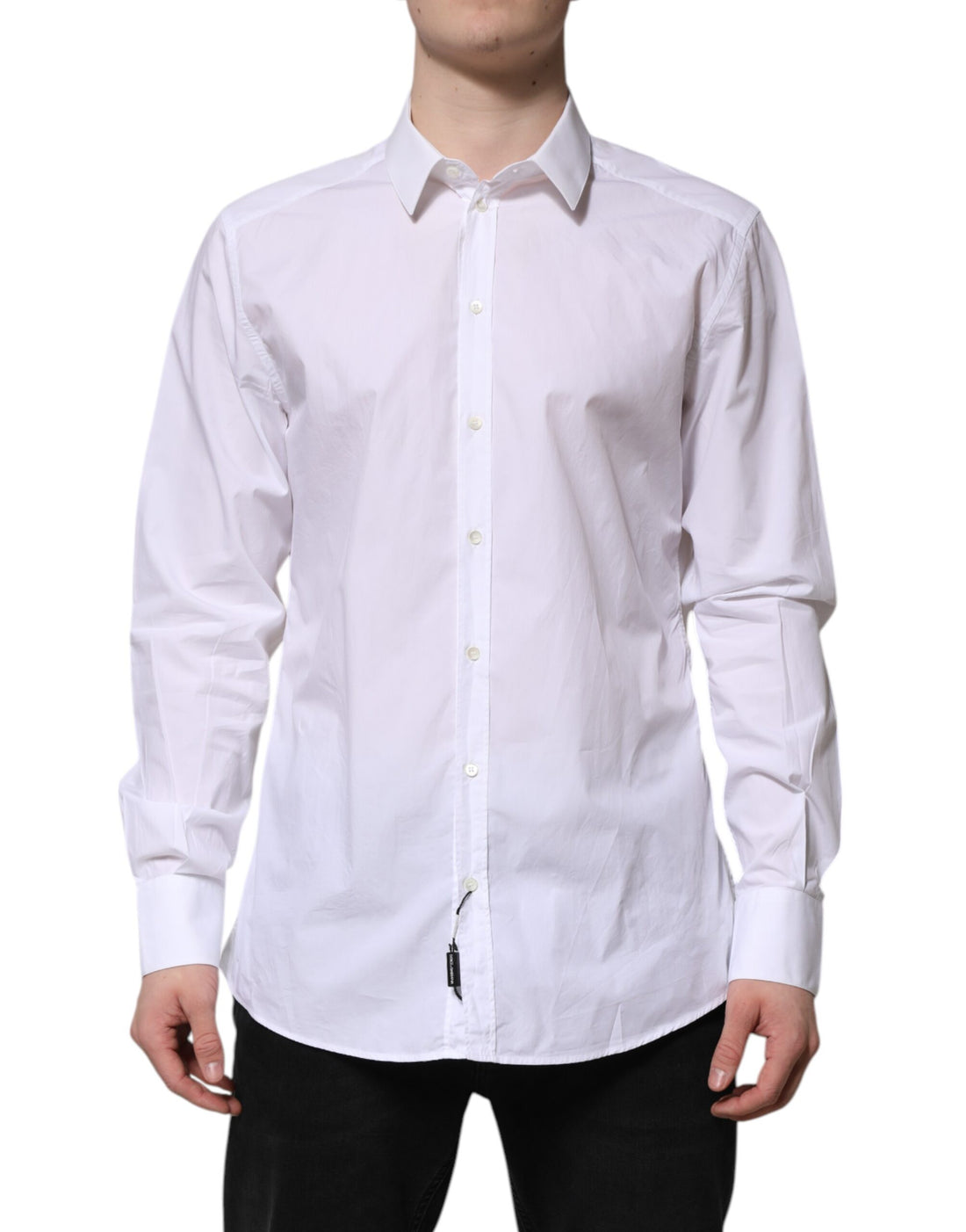 White Cotton GOLD Long Sleeves Dress Shirt