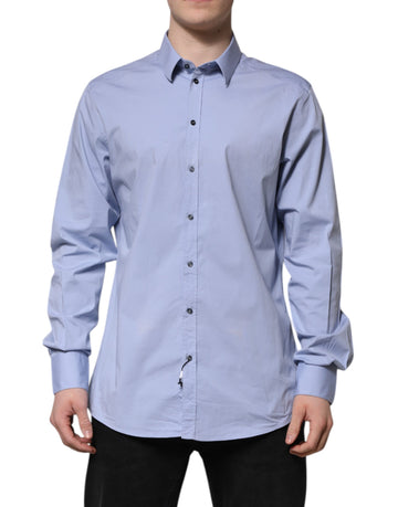 Blue Cotton GOLD Long Sleeves Dress Shirt