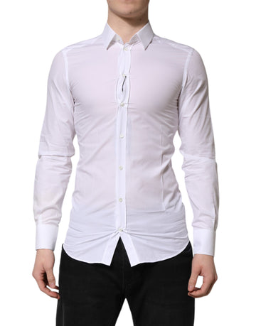 White Cotton GOLD Long Sleeve Men Dress Shirt