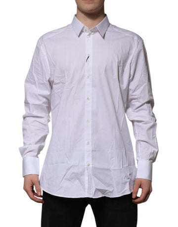 White Cotton GOLD Long Sleeves Dress Shirt