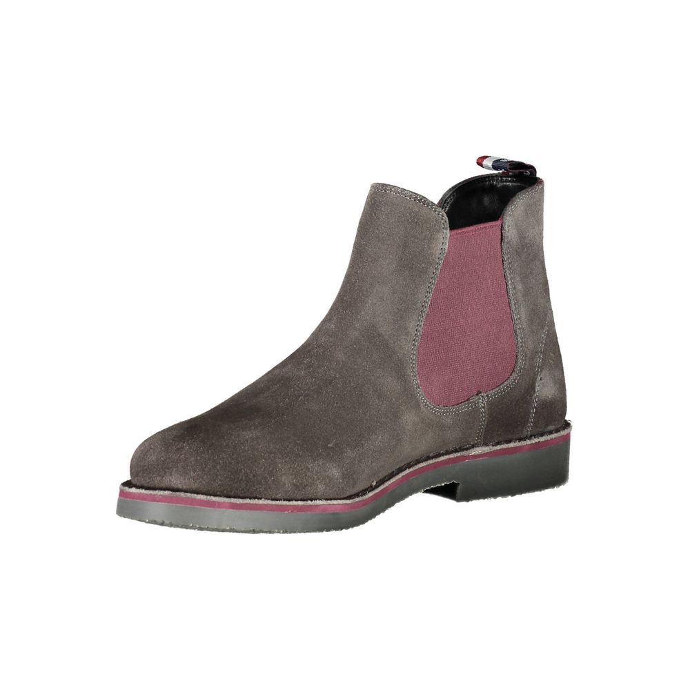 Gray Leather Mens Ankle Boot