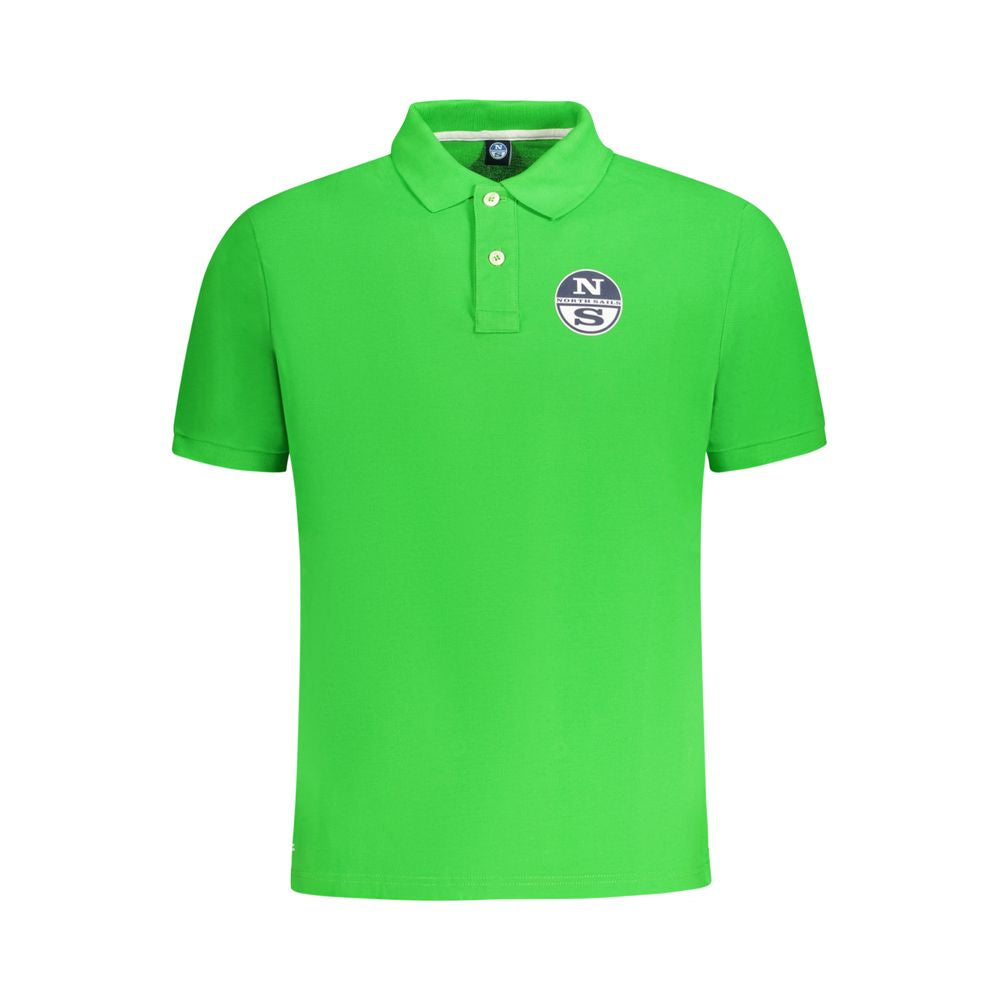 Green Cotton Men Polo Shirt